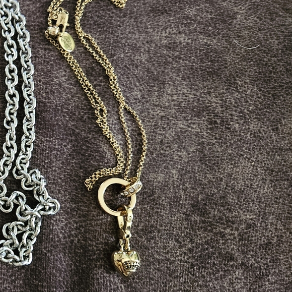 Juicy Couture Gold Tone Pendant/Charms Fashion Necklace Crystal Studded Ring - Picture 2 of 7